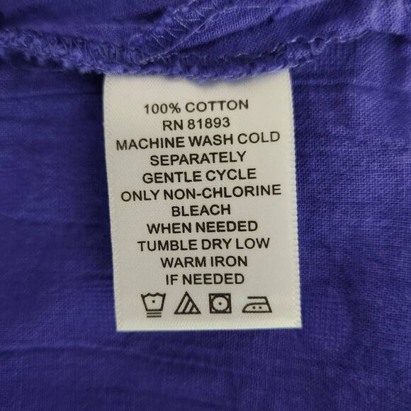 Denim & Co. Purple Swiss Dot Blouse Size Small Purple Button Down Top - Picture 7 of 7